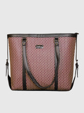 EK SUN Monogram Print Maroon & Tan Tote Bag