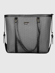 EK SUN Monogram Print Black & White Tote Bag