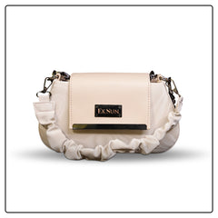 EK SUN Glossy Nude Beige Shoulder Bag
