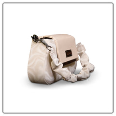 EK SUN Glossy Nude Beige Shoulder Bag