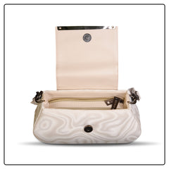 EK SUN Glossy Nude Beige Shoulder Bag