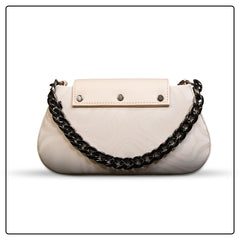 EK SUN Glossy Nude Beige Shoulder Bag