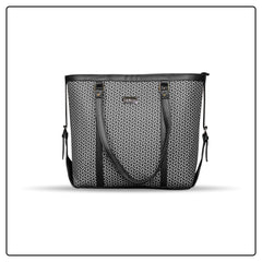 EK SUN Monogram Print Black & White Tote Bag