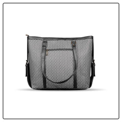 EK SUN Monogram Print Black & White Tote Bag