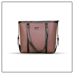 EK SUN Monogram Print Maroon & Tan Tote Bag