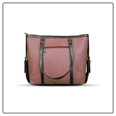 EK SUN Monogram Print Maroon & Tan Tote Bag