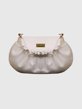 EK SUN Elegant Ruched White Shoulder Bag