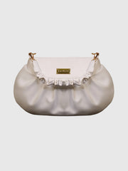EK SUN Elegant Ruched White Shoulder Bag