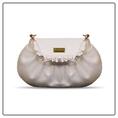 EK SUN Elegant Ruched White Shoulder Bag