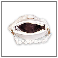 EK SUN Elegant Ruched White Shoulder Bag