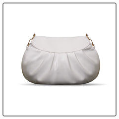 EK SUN Elegant Ruched White Shoulder Bag