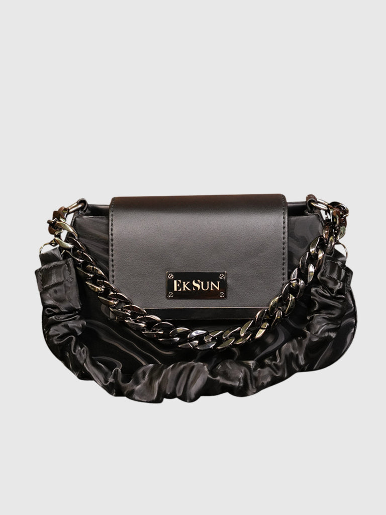 Ek Sun Black Leather Shoulder Bag – Eksun Collection