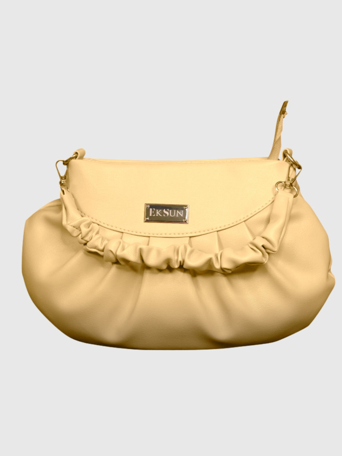 EK SUN Sunshine Yellow Ruched Shoulder Bag