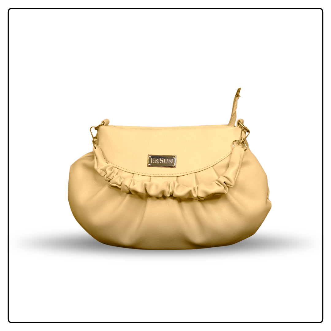 EK SUN Sunshine Yellow Ruched Shoulder Bag