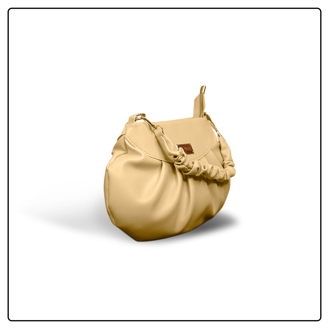 EK SUN Sunshine Yellow Ruched Shoulder Bag