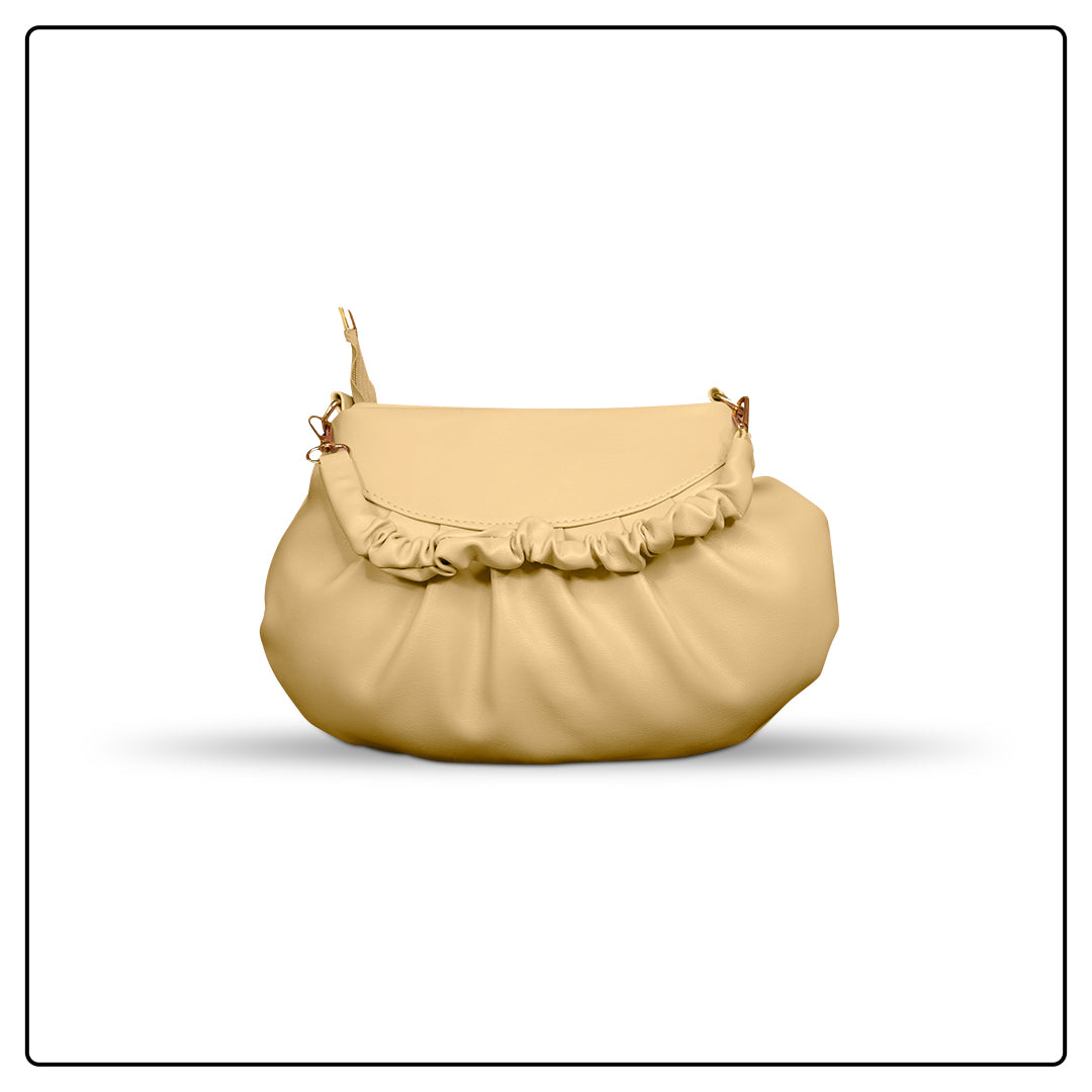 EK SUN Sunshine Yellow Ruched Shoulder Bag