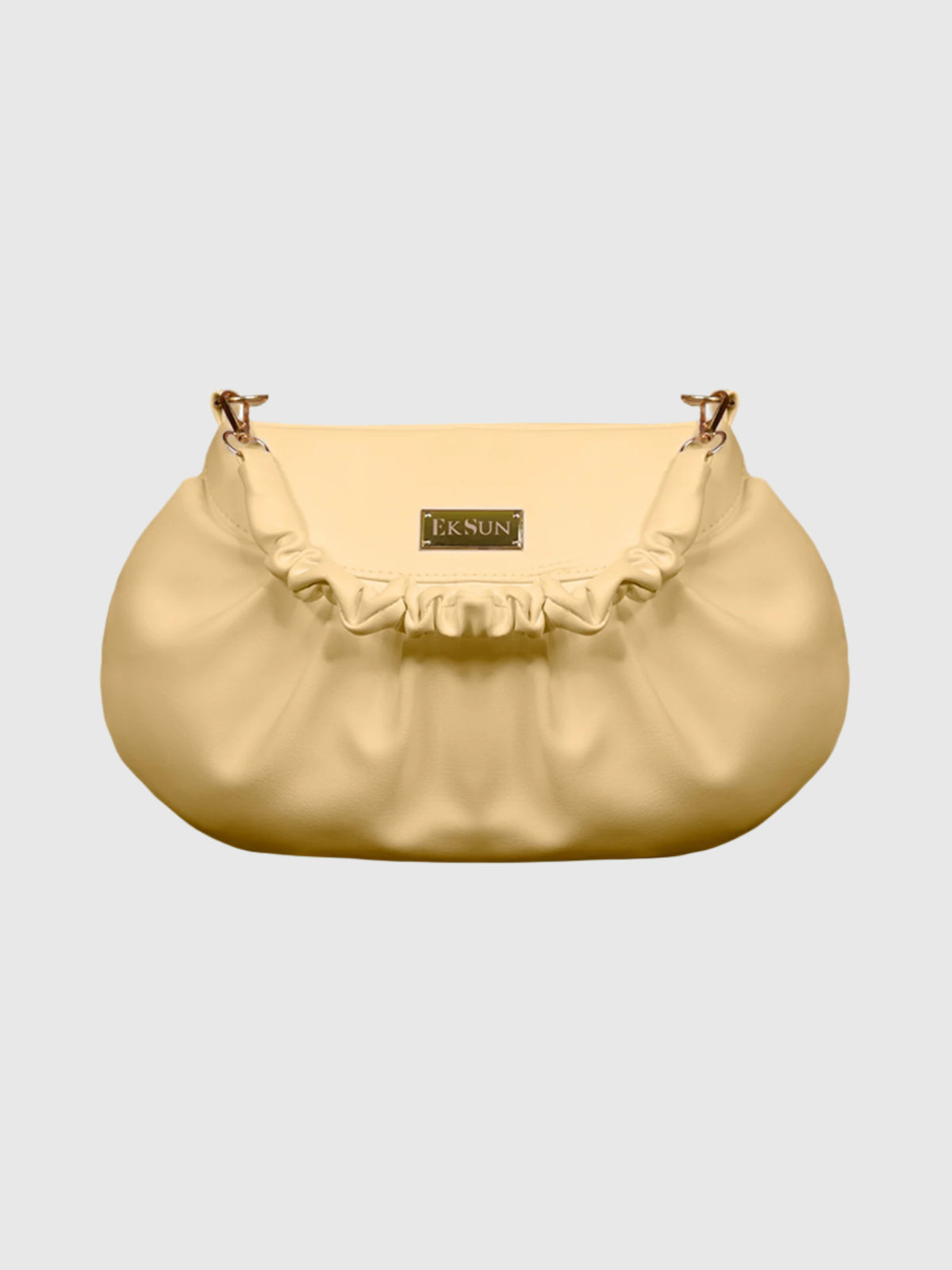 EK SUN Sunshine Yellow Ruched Shoulder Bag