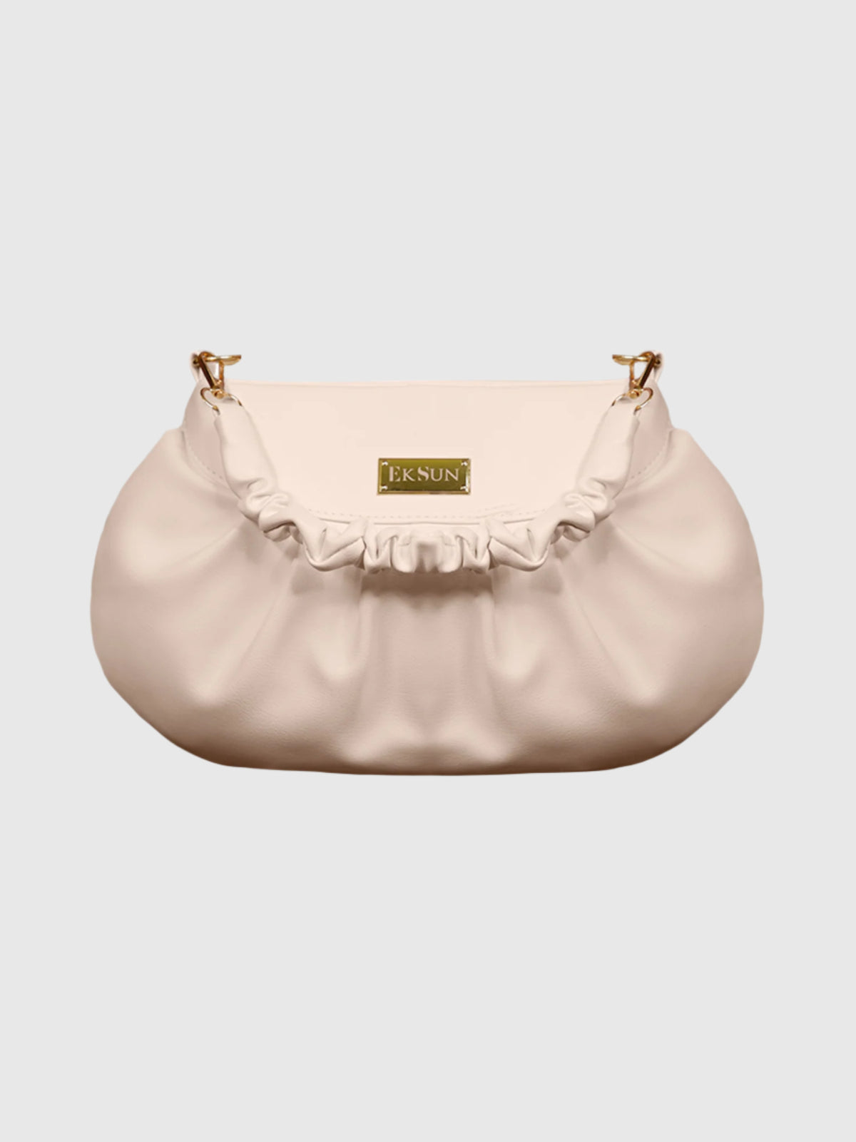 EK SUN Classic White Ruffle Hobo Bag