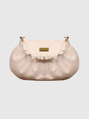 EK SUN Classic White Ruffle Hobo Bag
