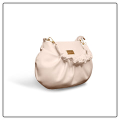 EK SUN Classic White Ruffle Hobo Bag