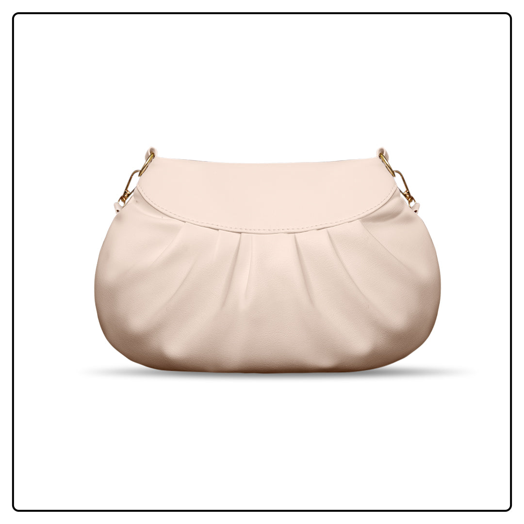 EK SUN Classic White Ruffle Hobo Bag